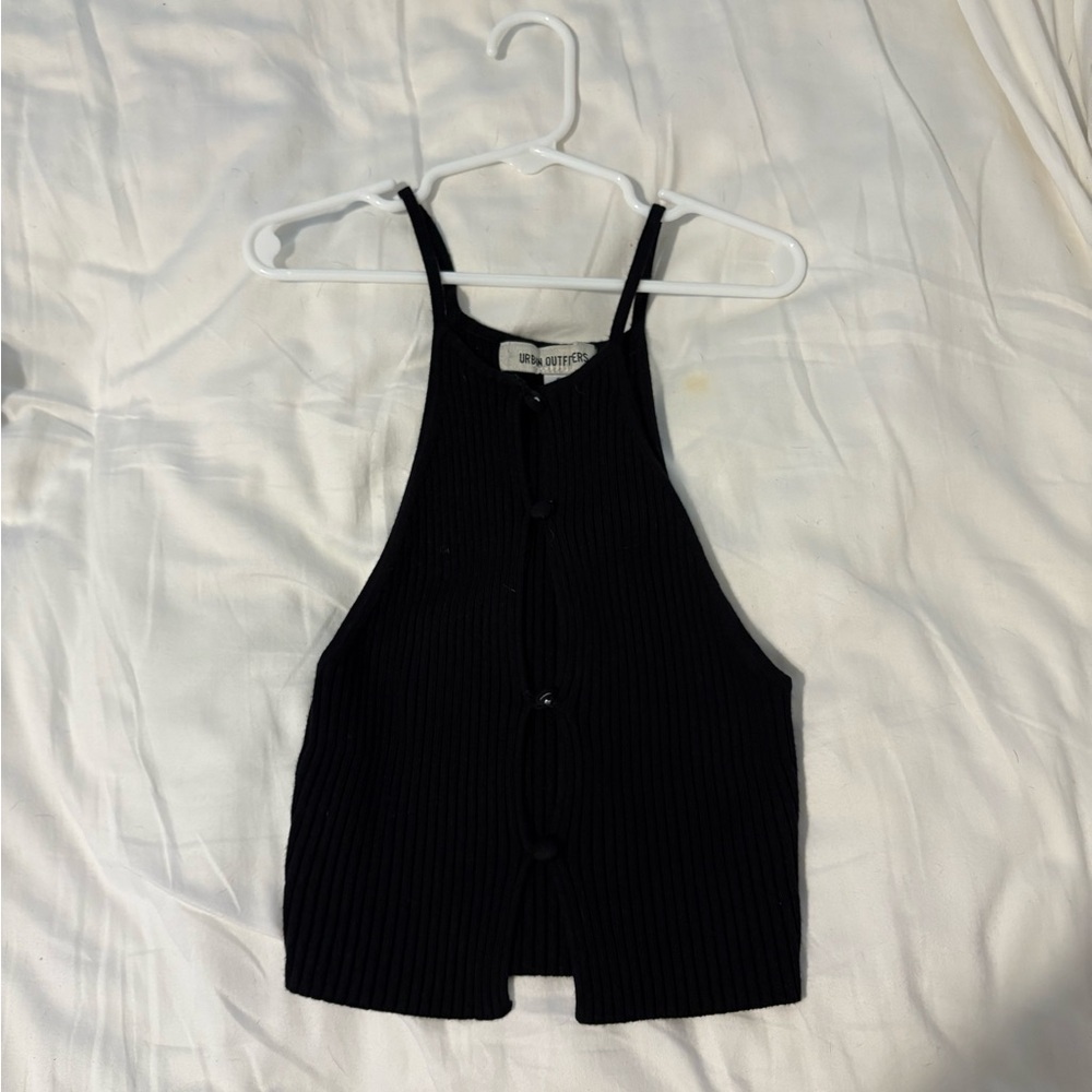Black Ribbed Halter Top